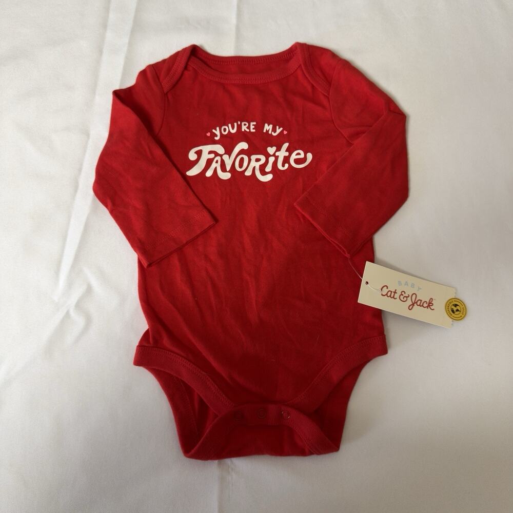 Cat & Jack One Piece Bodysuit Baby Size 3-6 Months Red Long Sleeve